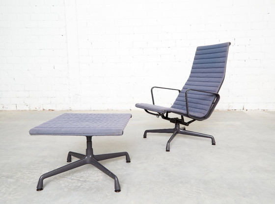 Charles & Ray Eames Stoel EA124 & Ottomane EA125 voor Vitra/Herman Miller – Verstelbare relaxstoel, Textiel (photo 5 of 20)
