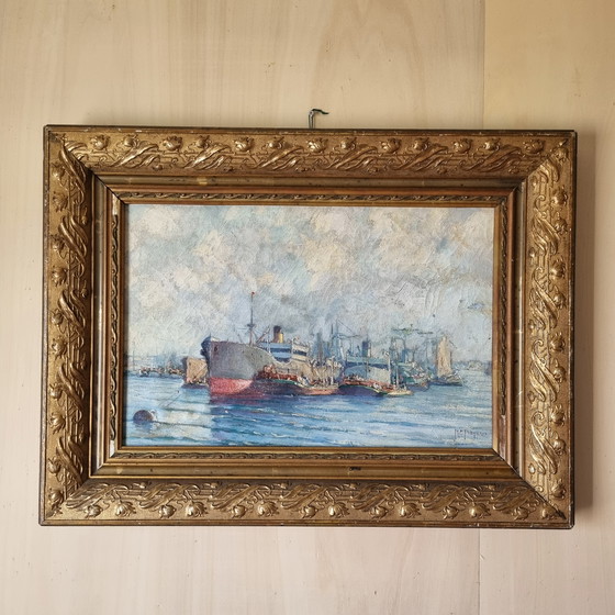 Image 1 of Dutch Harbor View, dipinto antico firmato