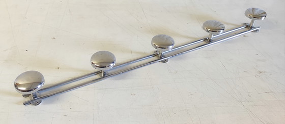 Image 1 of Vintage wall-mounted coat rack in chromed metal - mid-20th century