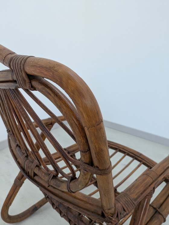 Image 1 of Salon en bambou - Fauteuils, table basse et porte-manteau - Vintage