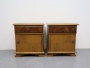Vintage Nightstands / Teak Birch / Drawer Door / Glass Plate
