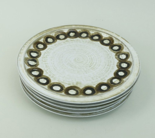 5 dinner plates ceramano gala sepia esthetique tique gerda heuckeroth 1970s