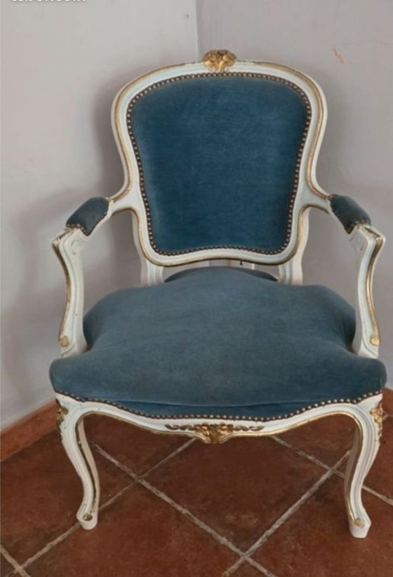 Image 1 of poltrona in velluto Luigi XV