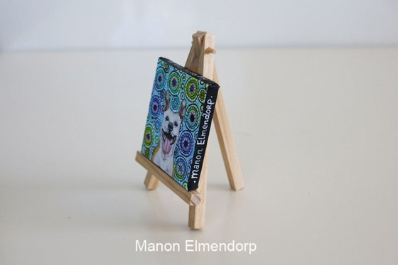 Image 1 of Unique Hand-Painted Small Painting including Donkey Dog