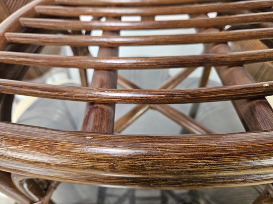 Image 1 of Set with Table and Four Chairs in Wicker and Bamboo by Vivai Del Sud, 1970