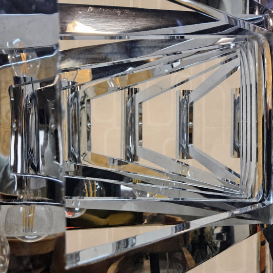Image 1 of Vintage Large Chrome Italian Space Age Pendant Lamp Gaetano Sciolari (Sputnik Lamp)