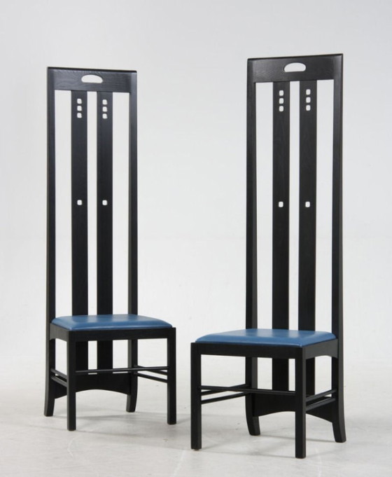 2 Stoelen, reproductie, Highback Ingram Chair, Charles Rennie Mackintosh, Nieuw – Fauteuils, Wood (photo 4 of 5)