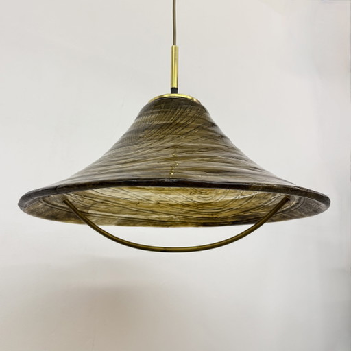 Mid Century Design Hanging Lamp Lucide With Brass Detail 1970S