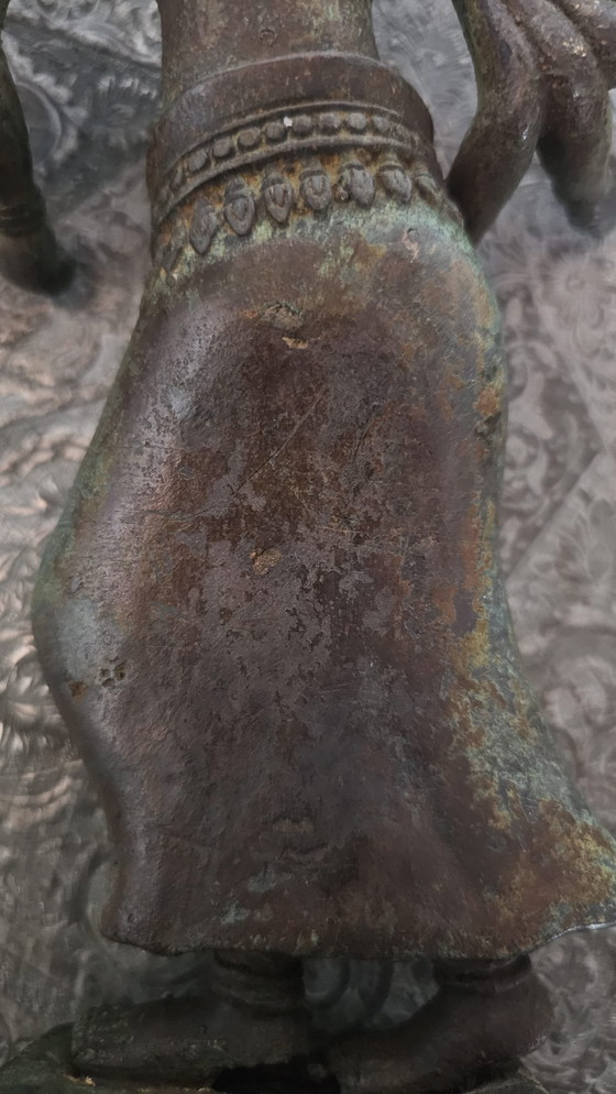 Image 1 of Heavy bronze Asian statue with multiple arms – sculptural statement