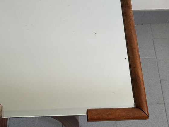 Image 1 of Vintage Art Deco Coffee Table/Side Table in Walnut, Oak & Glass with Mirror, 193040