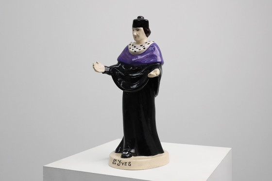 Image 1 of Signed “St. Yves” Earthenware Statue by Jos Kervella for Henriot Quimper, France, 1947