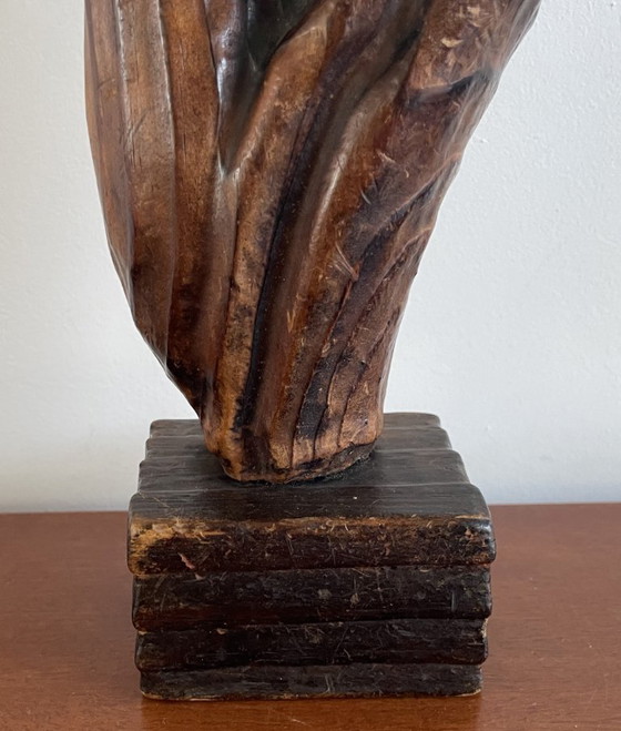 Image 1 of Brutalist Witco Tiki Wooden Statue of an Owl
