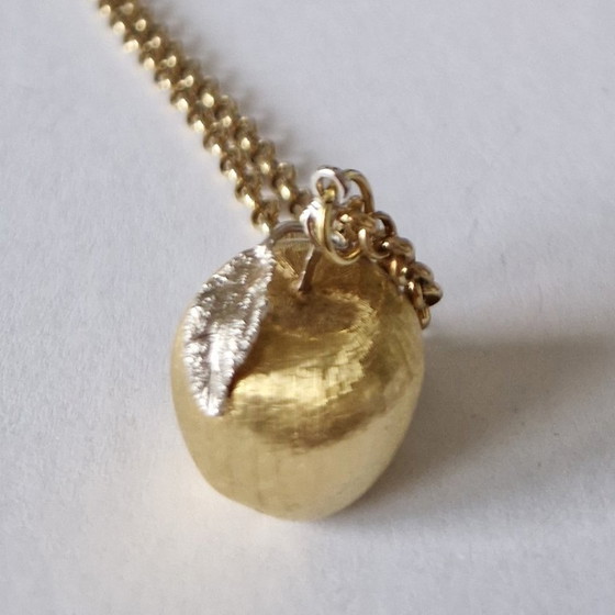 Image 1 of Argento Sterling 925 e UNIO - Mela placcata oro con collana placcata oro abbinata -