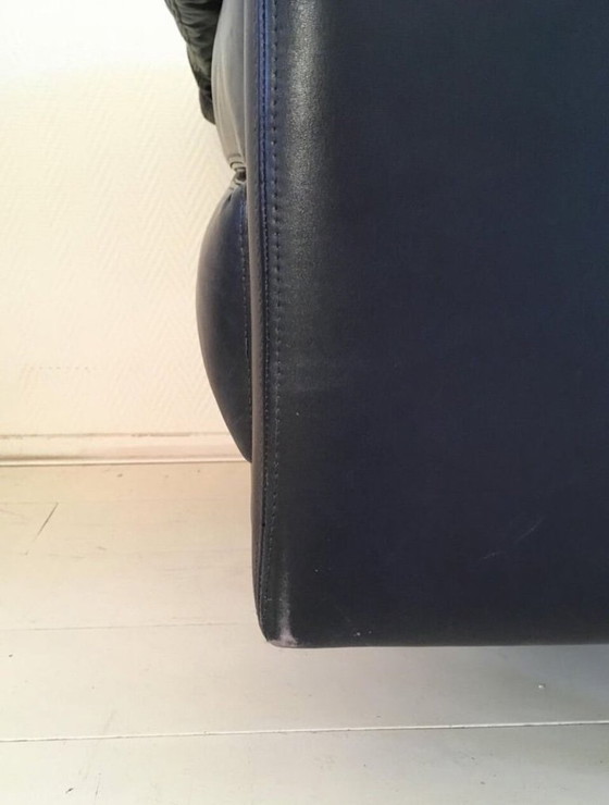 Image 1 of Durlet Cornelius blauw lederen bank, model jaren 80