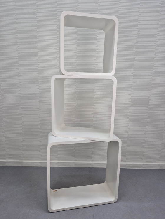 Image 1 of Cube/cube blanc, meuble modulaire vintage de l'ère spatiale.