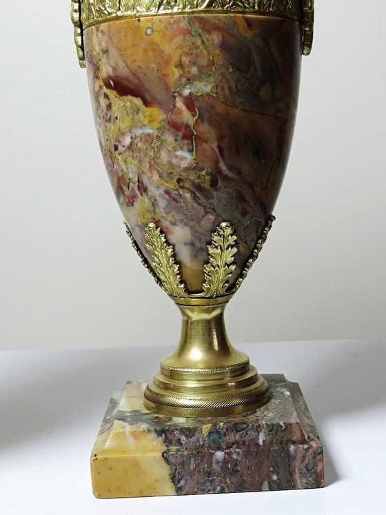 Image 1 of Pair of cassolettes in breccia marble and gilt bronze, Napoleon III 19th century