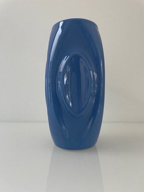 Image 1 of Beautiful Blue Glazed Vase With Ellipse Patterns