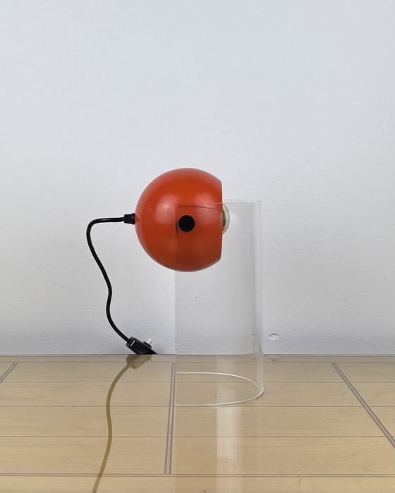 Image 1 of Vintage Eyeball Lamp 1970s Space Age Sputnik design 70s Orange Spot Light with Acrylic Stand Mid Century Modern Industrial