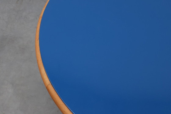 Image 1 of Vintage Round Tulip Coffee Table with Blue Top, France ca. 1960