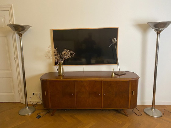 Image 1 of Coppia di lampade da terra Art Déco - Nichel, ispirate a Demeyere