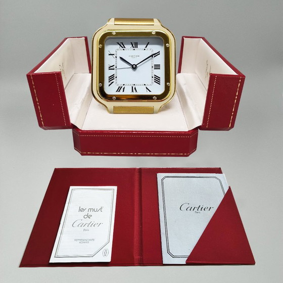 Orologio sveglia Cartier Santos Pendulette anni '80. Prodotto in Svizzera, Metallo, Crema (foto 9 di 10)