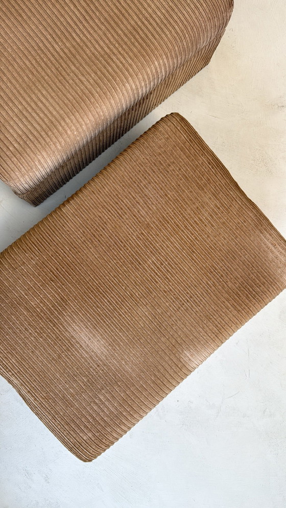Poltrona modulare vintage in velluto a coste con pouf abbinato – Poltrone, Tessile (photo 9 of 9)