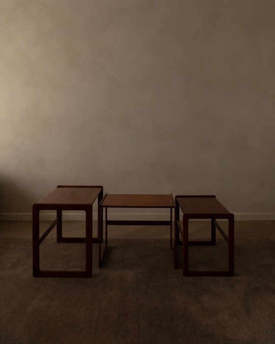 Image 1 of Vintage Danish Teak Side Tables / Nesting Tables (Set of 3) – Arne Hovmand-Olsen for Mogens Kold – Denmark, 1960s