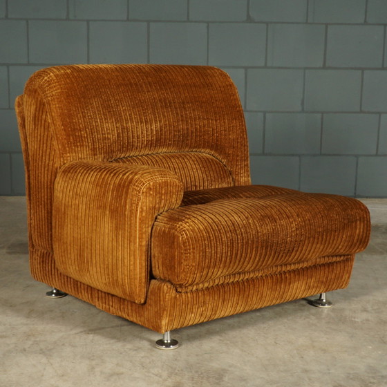 Image 1 of Midcentury modular sofa - brown rib fabric - 1970s