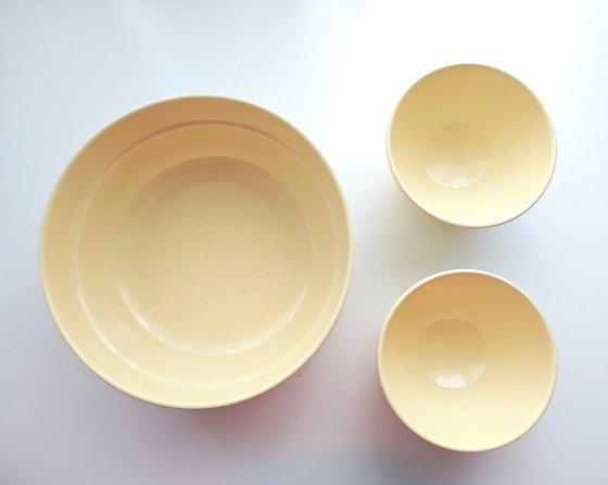 Vintage Pagnossin Italy set of 3 Bowls, Ceramic, Yellow, Modern (photo 8 of 8)