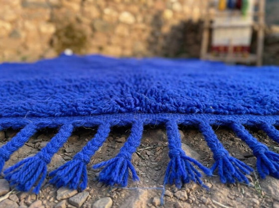 Magnifique tapis artisanal bleu en laine 200cmx300cm – Cotton (photo 9 of 12)