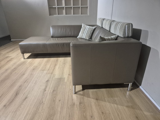 Image 1 of Canapé d'angle Montel - Marron - Cuir - Appuie-têtes - Design