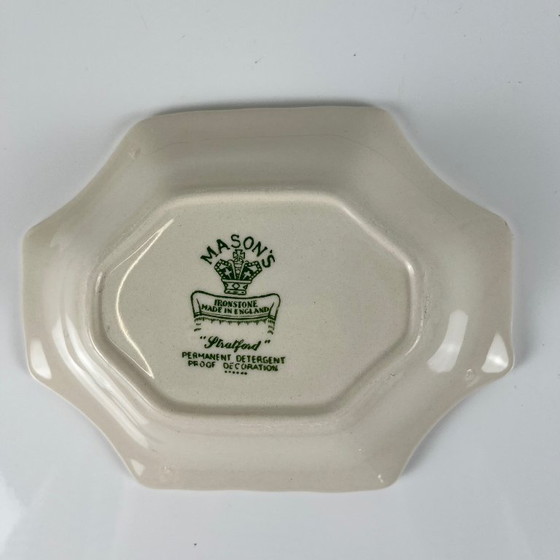 Image 1 of Duo van sieradenbakjes/zeepbakjes van Mason's Ironstone, decor "Stratford" groen, Engeland, 1970
