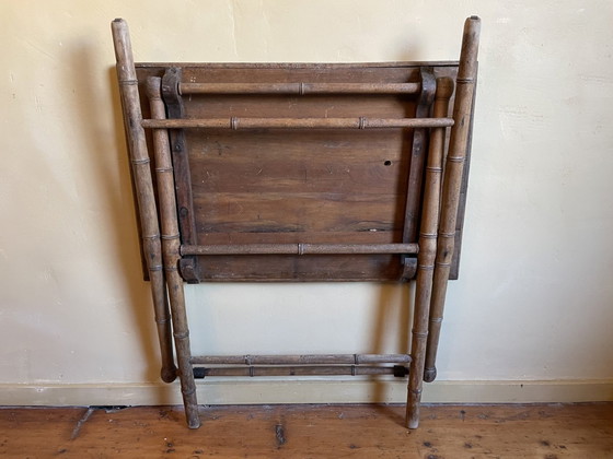 Image 1 of Sfeervolle Klaptafel Bijzettafel Faux Bamboe Frans