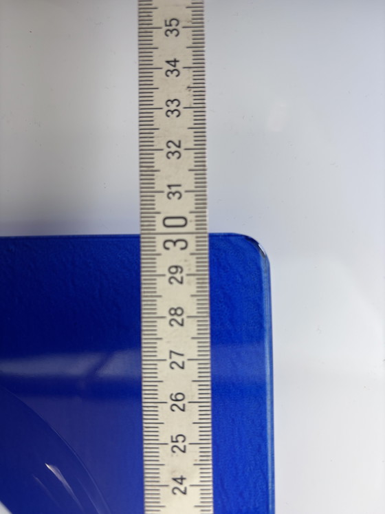 Image 1 of Paire de plafonniers en verre postmodernes, bleu cobalt et blanc opale – années 1980