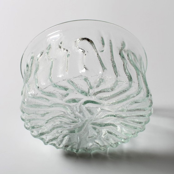 Image 1 of Vintage Pressed Glass Fruit Bowl: Large Bohemian Glass Union Centerpiece / 1970s
