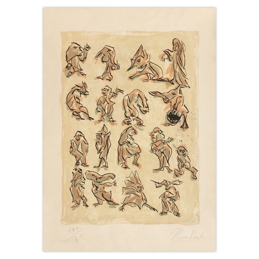 Reinhoud D'HAESE signierte Lithographie 17 Contre 1970 – lithos zeefdrukken, Paper (photo 2 of 5)