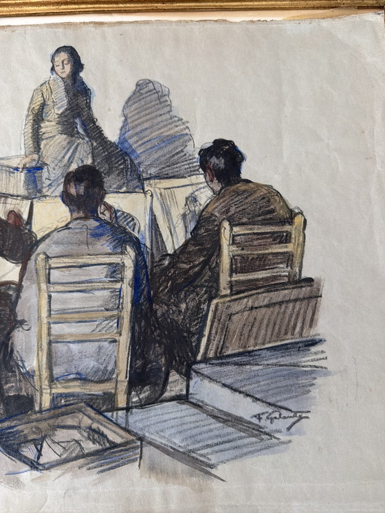 Francesco Galante - Alunni Con La Modella – Paintings & Drawings, Paper, Wood (photo 4 of 7)