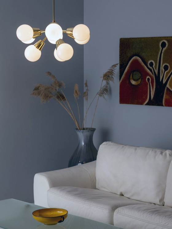 Image 1 of Lámpara de araña de nueve brazos "Sputnik", Jaroslav Bejvl Sr., década de 1970, Checoslovaquia