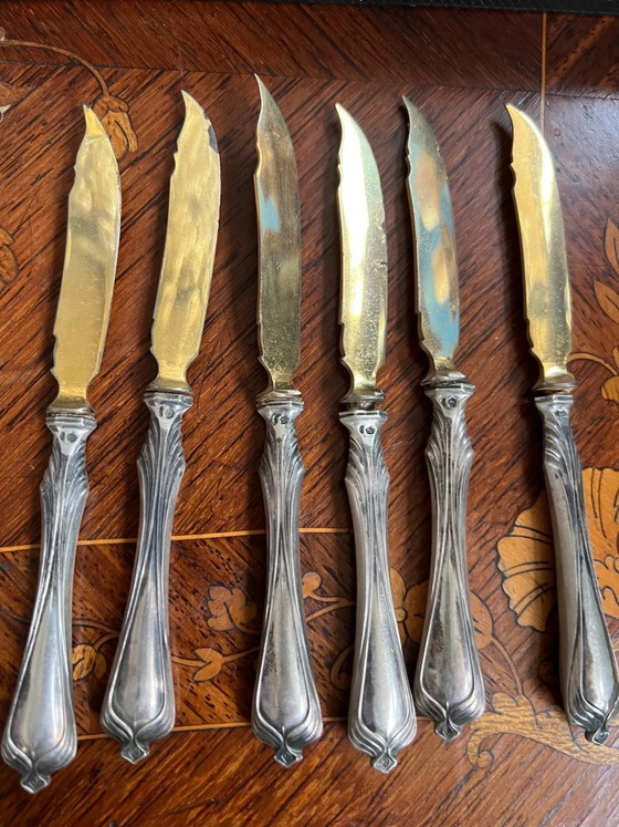 Set messen en vorken voor fruit., Besteksets, Zilver, Gold (foto 13 van 15)