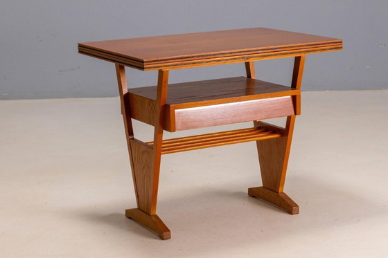 Image 1 of Coffee Table, Mid Century Folding Top Storage Drawer, 1960s–1970s, Czechoslovakia