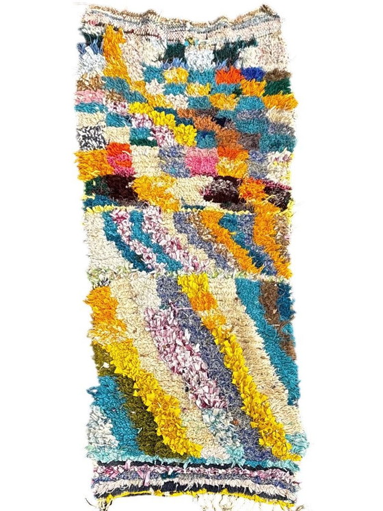 Image 1 of Moroccan Vintage Beni ourain Wool Rug 80x180 cm, Berber Moroccan Carpet