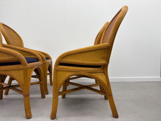 Image 1 of Vintage ( pencil reed ) eettafel met 4 bijpassende stoelen