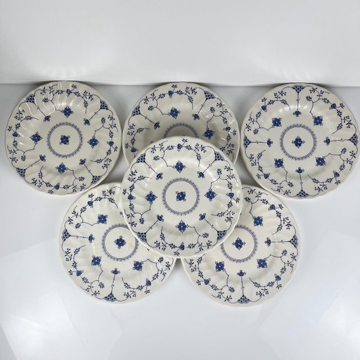 Set de 6 assiettes à dessert Myott Meakin, Angleterre, bleu
