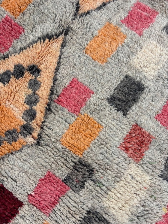 Image 1 of Handgemaakte Marokkaanse Boujad Wol Vloerkleed 190x300 cm - Kleurrijk Abstract Ontwerp