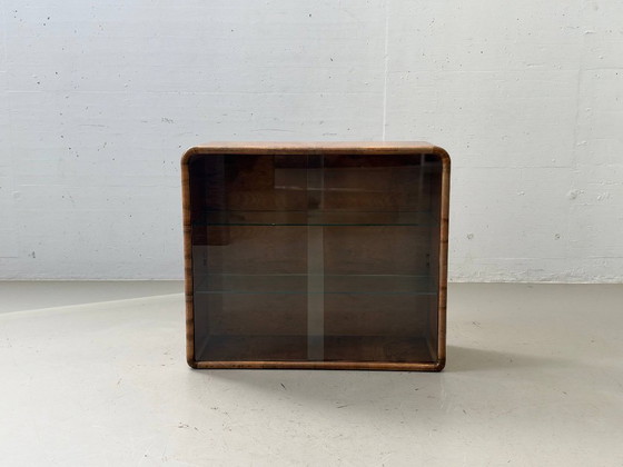 Art Deco Display Cabinet – Walnut, Glass Sliding Doors, 1940s – Storage cabinet, Wood (photo 3 of 17)