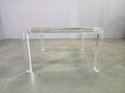 Italienischer Couchtisch aus Acryl, Messing und Glas, 1980er Jahre
