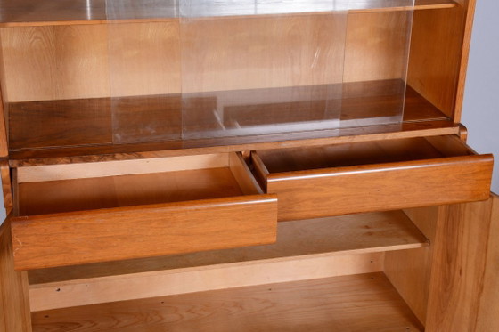 Restored Art Deco Display Cabinet, Oak and Glass, Czech, 1940s – Jitona, Metal (photo 11 of 15)