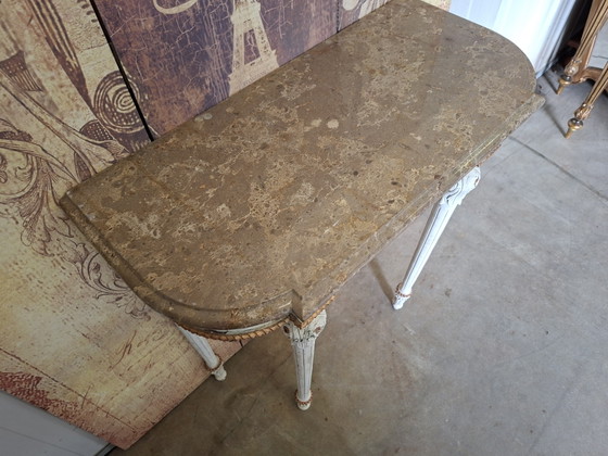 Image 1 of Antieke barok wandconsole, sidetable. haltafel met spiegel afm: 74x35m en 80cm hoog.