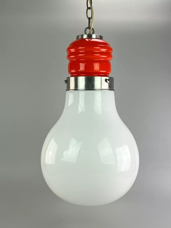 Image 1 of Lampada da soffitto anni '60-'70 lampada a sospensione in vetro di Murano "Bulb" Italia Space Age