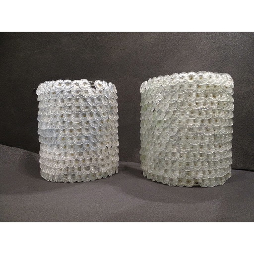 Paar vintage Murano glazen wandlampen, Italië